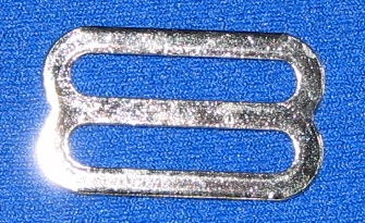 Shiny metal clasp on blue background
