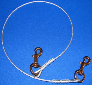Double-ended metal clip cable on display