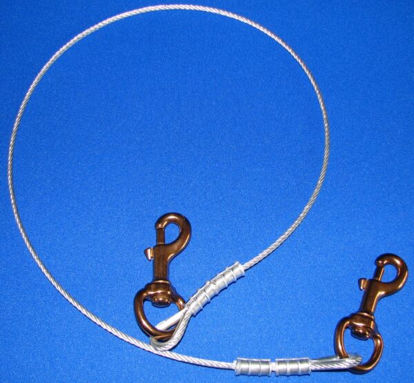 Steel wire with clips on blue background