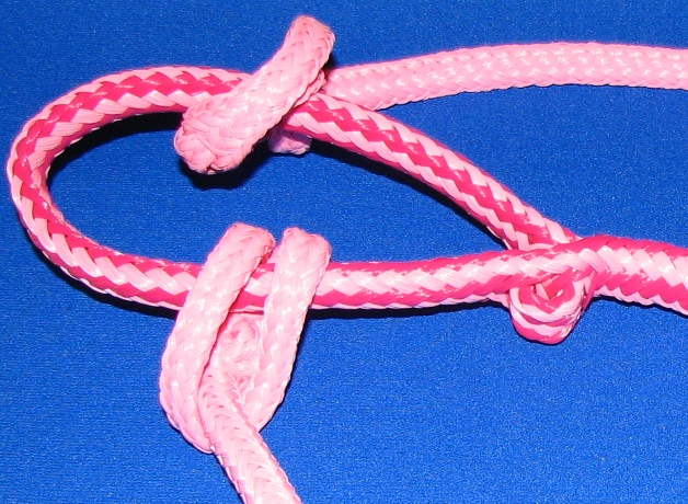 Pink and white rope knot