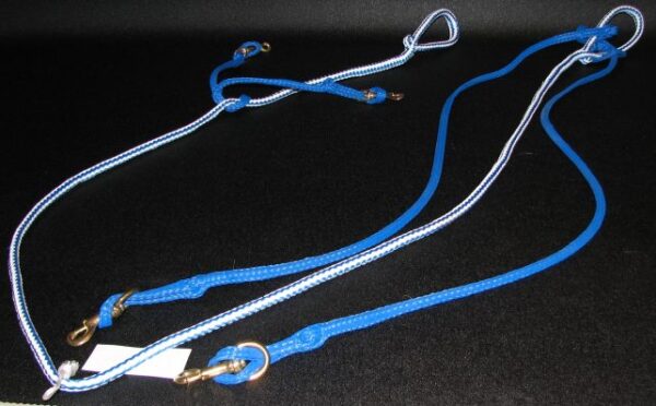 Equestrian reins lying on black background
