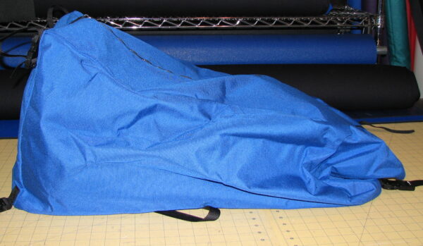 Large blue bag with black straps