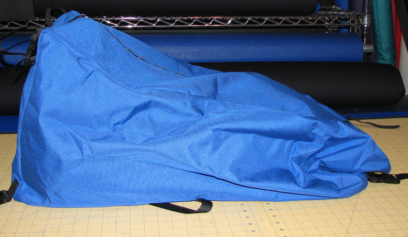Large blue bag with black straps