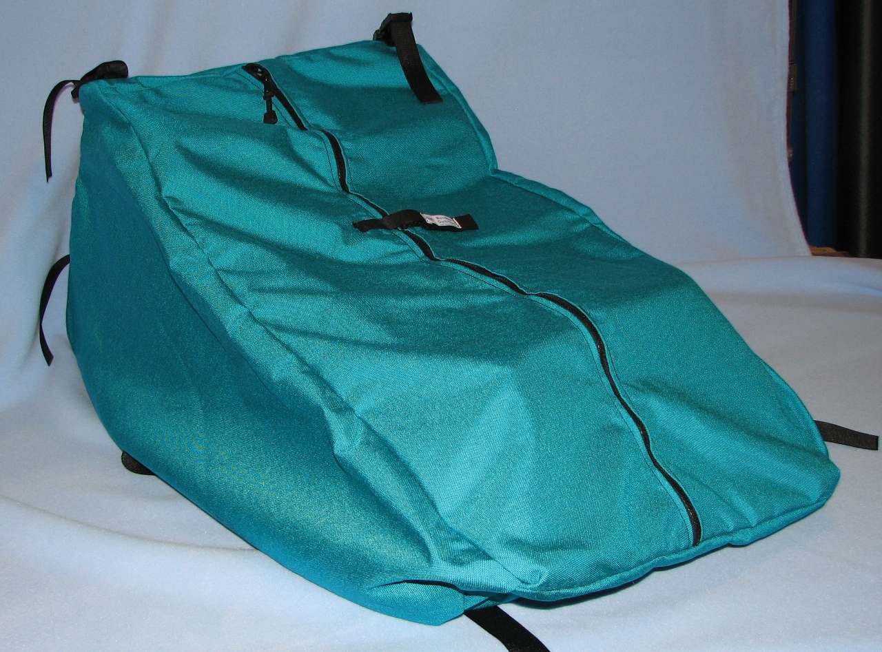 Large teal backpack on white background