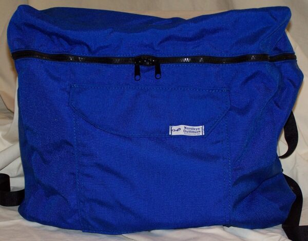 Blue duffle bag with front pocket