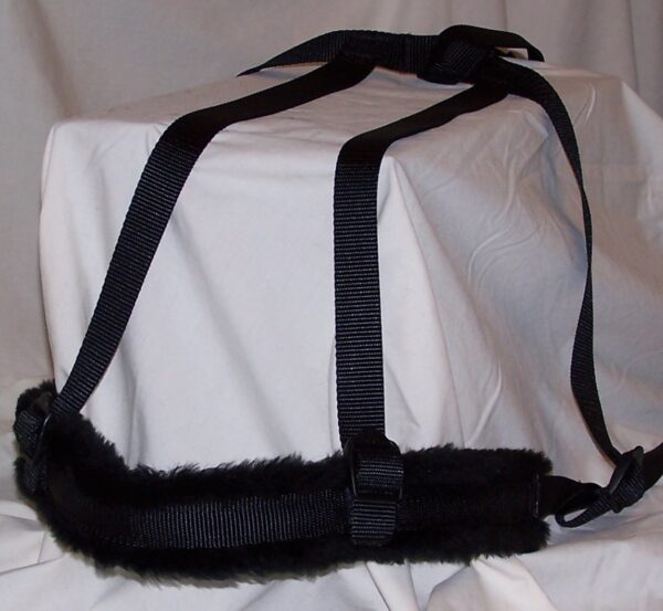 Furry strap harness displayed neatly