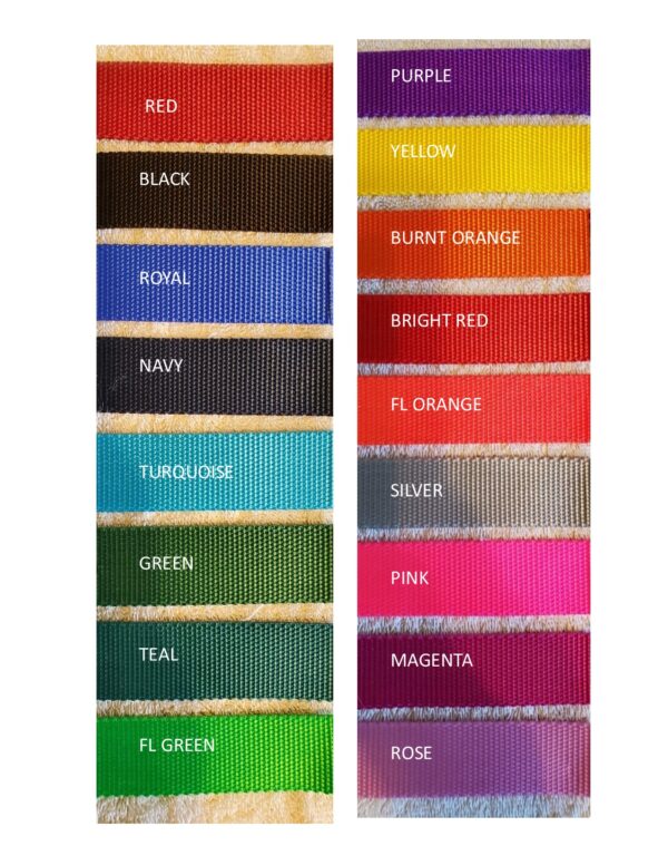 Assorted fabric colors displayed in rows