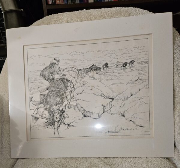 Sled Team Print by Edith Ivory-matted