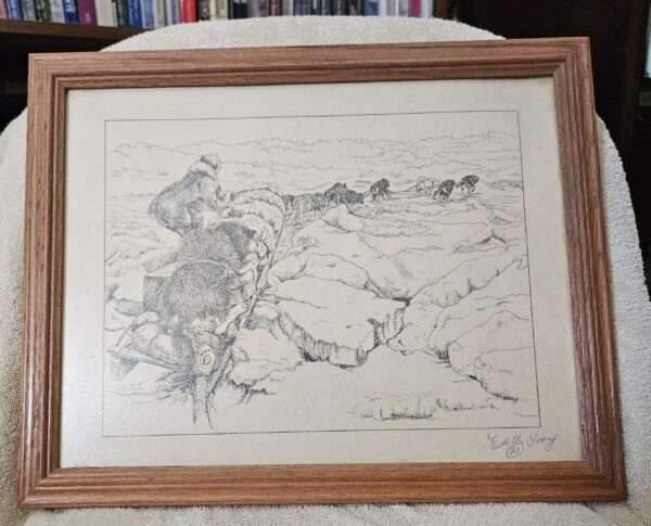Sled Team Print by Edith Ivory-Framed Signed and numbered 21