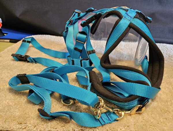 Siwash Cart Harness-Wilczek Style Turquoise Polar Fleece 26 neck